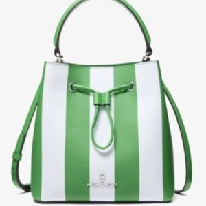 MICHAEL KORS "Suri" Medium Striped Bucket Bag in "Palm" NWT *RARE*